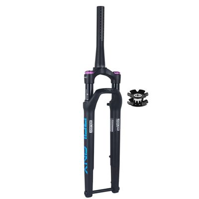 LHHL Road Bike Suspension Forks 700C 1-1/2" Disc Brake Air Fork Thru Axle 12x100mm Manual Lockout 40mm Travel Tapered Tube XC Front Fork (Color : Black-Blue, Size : 700C)
