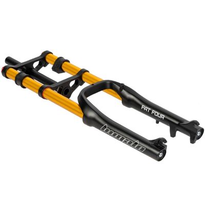 LHHL 20 Inch Fat Bike Fork Bikes 4.0 Tire Disc Brake QR 135mm 1-1/8" Straight Tube E-Bike Suspension Forks 120mm Travel Double Shoulder Air Damping (Color : Gold, Size : 20inch)
