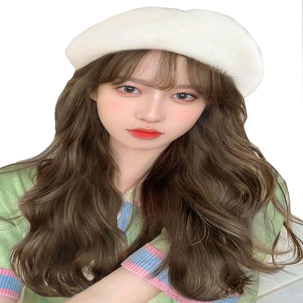 WUODHTW Detachable wig cap Women Beret Wig Hair wavy curly hair Short Bob wig hat Women's sunshade hat wig