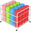 CIRCIR Metal Yoga Mat Rack Storage Cart with Wheels, Yoga Mat Holder Basket, Exercise Yoga Mats Stand Organizer, Home/Workout Room/Gym, Hold 16 Mats (Color : White) view 1