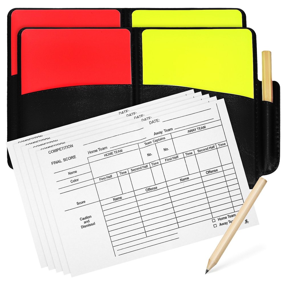 ibasenice 2set Referee Tools Soccer Referee Card Kit Score Sheet Whistles and Accessories for Football Basketball Volleyball and More Sports Games