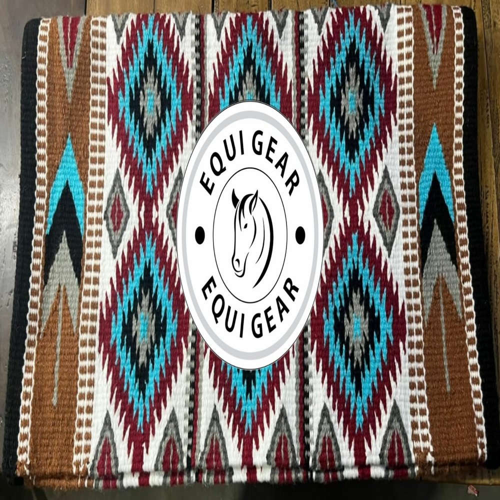 EQUIGEAR Western Ranch Horse Saddle Blanket New Zealand Wool Western Design Handmade Saddle Blanket Top Wool Pad Sensor Flex (Customization Available) O15 (36x36)
