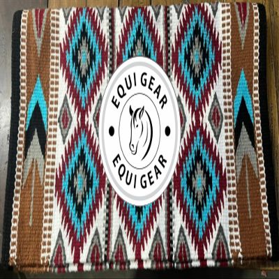 EQUIGEAR Western Ranch Horse Saddle Blanket New Zealand Wool Western Design Handmade Saddle Blanket Top Wool Pad Sensor Flex (Customization Available) O15 (34x38)