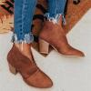 Ladmiple cowgirl boots women black and brown Women's Fashion Short Ankle Boots Low Mid Block Heel Side Zipper Cowboy Cowgir Western Dress Booties Fall Shoes 2024 view 2