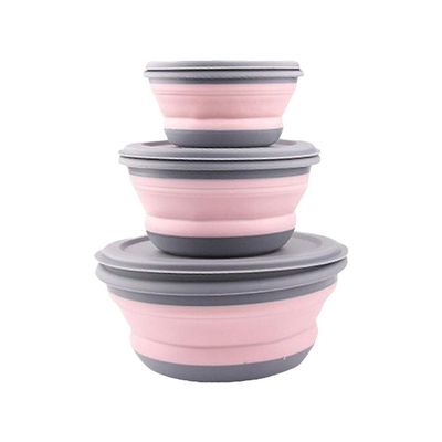 3Pcs Foldable Camping Bowl Set Silicone Kitchen Containers for Travel, Outdoor Camping ()