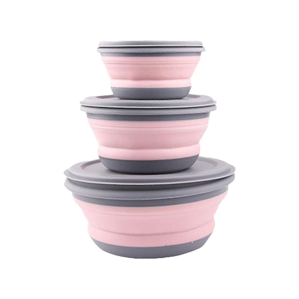 3Pcs Foldable Camping Bowl Set Silicone Kitchen Containers for Travel, Outdoor Camping ()