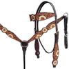 Cob Size Western Saddle Horse Headstall Bridle Breast Collar Reins Tack Set Leather Floral Tooled Handmade Breastplate ME-HBC-201C view 1