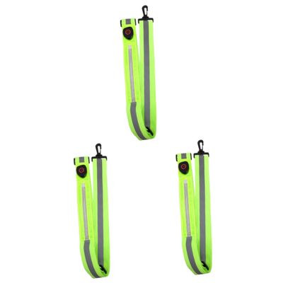 VANZACK 3pcs Night Running Safety Belt Reflective Running Lights for Men Elastic Adjustable Fitness Strap for Sports