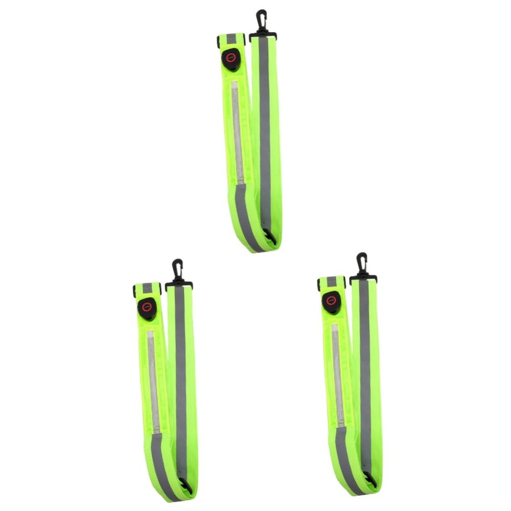 VANZACK 3pcs Night Running Safety Belt Reflective Running Lights for Men Elastic Adjustable Fitness Strap for Sports