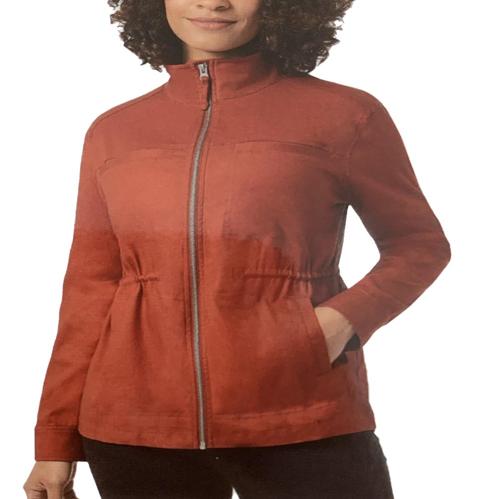32 Degrees Cool Women's Linen Blend Trace Drawstring Jacket (XX-Large, Bossa Nova (Red))