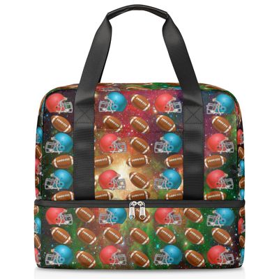 USA Soccer Galaxy Sports Tote Gym Bag Space Galaxy Travel Duffel Bag 21 L with Shoe Compartment Weekend Travel Overnight Bags for Men Women