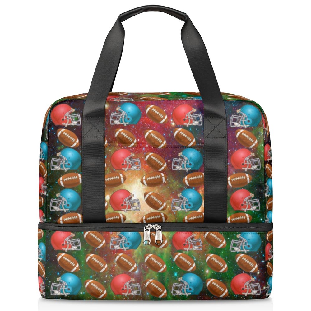USA Soccer Galaxy Sports Tote Gym Bag Space Galaxy Travel Duffel Bag 21 L with Shoe Compartment Weekend Travel Overnight Bags for Men Women