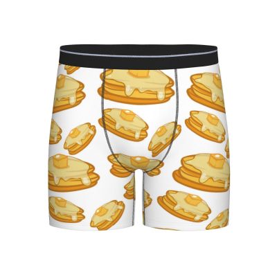 COALHO Cartoon Pancakes Pattern Mens Boxer Briefs Underwear Sexy Breathable Comfortable Sport Underpants XX-Large Black