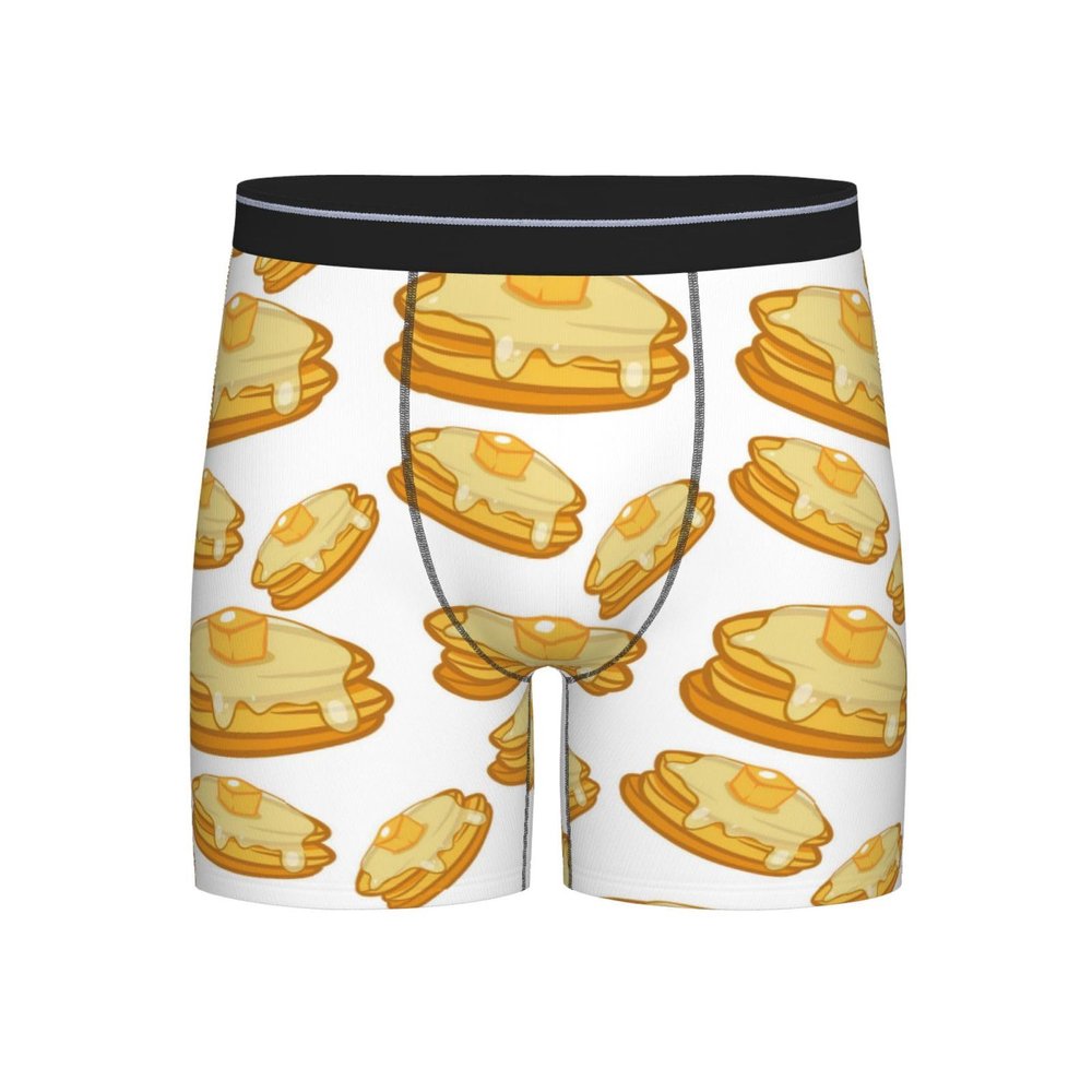 COALHO Cartoon Pancakes Pattern Mens Boxer Briefs Underwear Sexy Breathable Comfortable Sport Underpants XX-Large Black