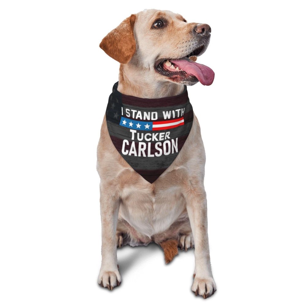 I Stands with Tucker Carlson Dog Scarf Pet Bandana Cat Pet Bibs