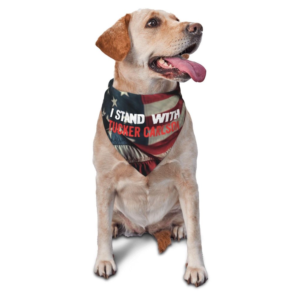 I Stands with Tucker Carlson Dog Scarf Pet Bandana Cat Pet Bibs