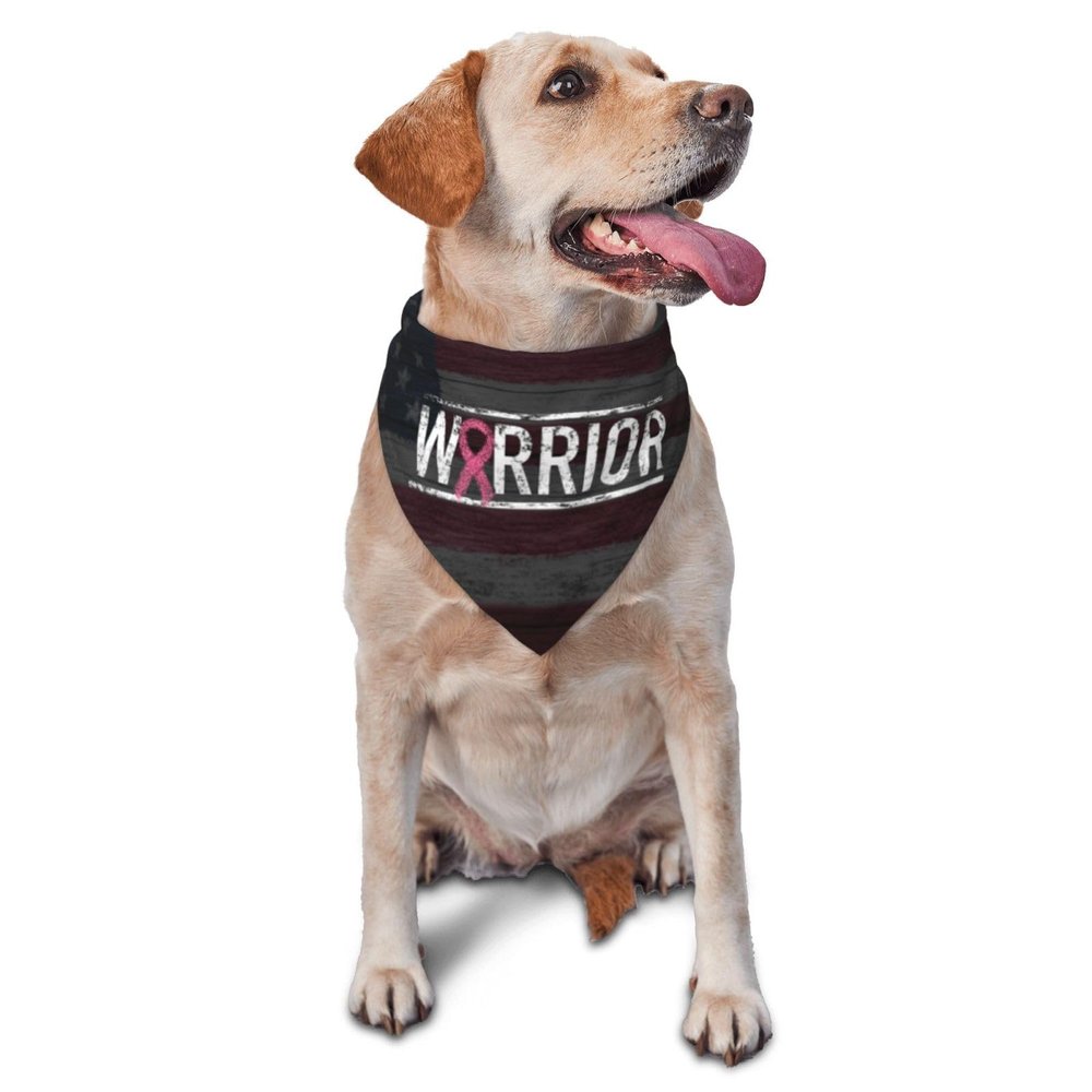 Brease Cancer Warrior Aweareness Ribbon Dog Scarf Pet Bandana Cat Pet Bibs