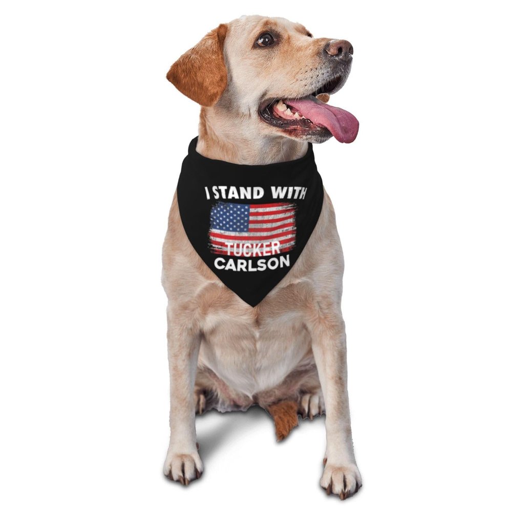 I Stands with Tucker Carlson Dog Scarf Pet Bandana Cat Pet Bibs