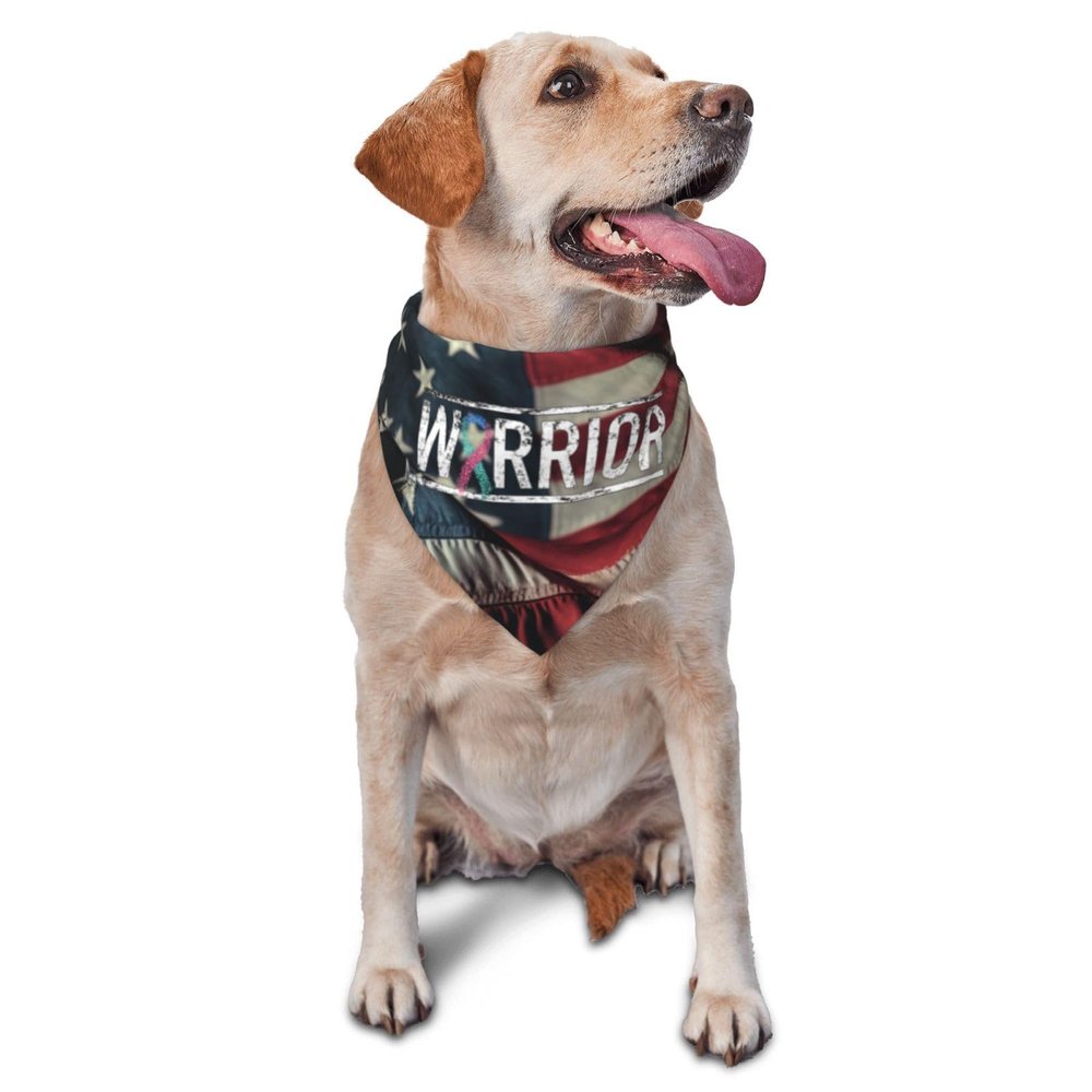 Thyroid Cancer Warrior Awareness Ribbon Dog Scarf Pet Bandana Cat Pet Bibs
