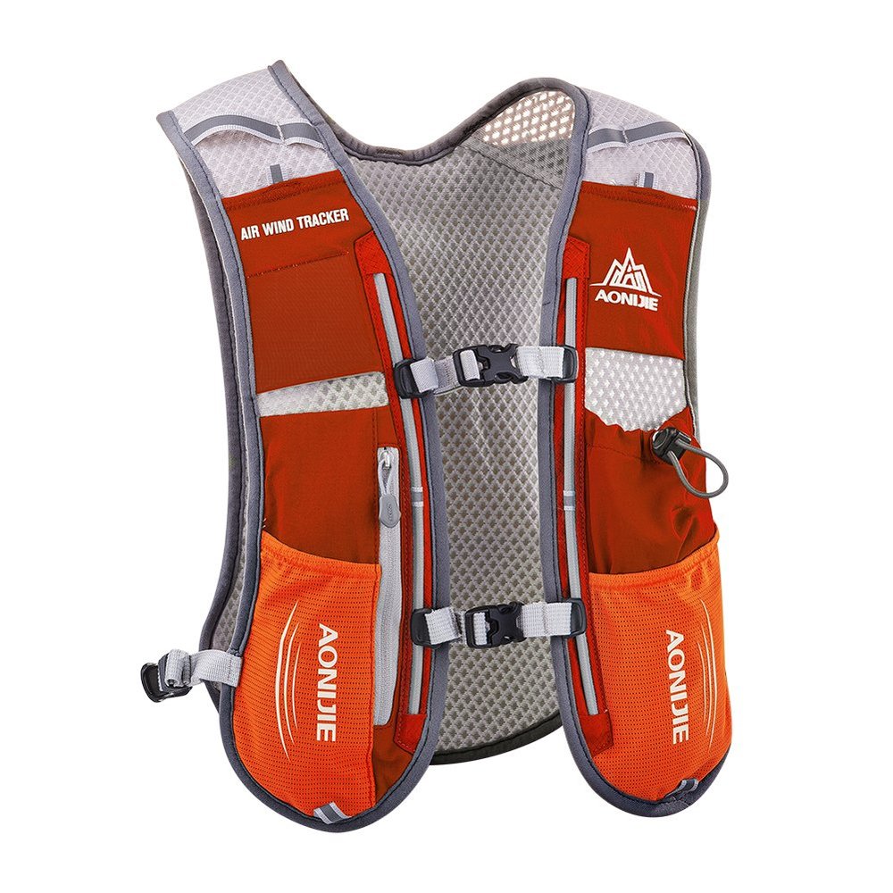 Hydration Backpack Vest, 5L Breathable and Lightweight Multifunctional Camping Backpack for Triathlon Marathon Hiking Cycling Climbing Running (Orange)