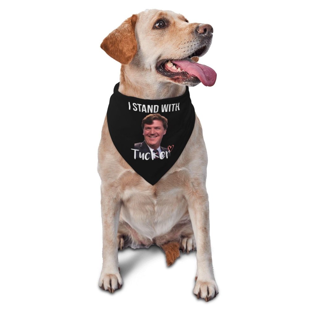 I Stands with Tucker Carlson Dog Scarf Pet Bandana Cat Pet Bibs