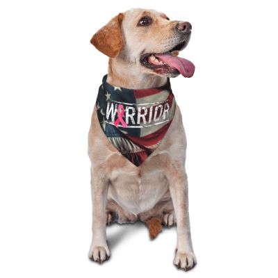 Brease Cancer Warrior Aweareness Ribbon Dog Scarf Pet Bandana Cat Pet Bibs