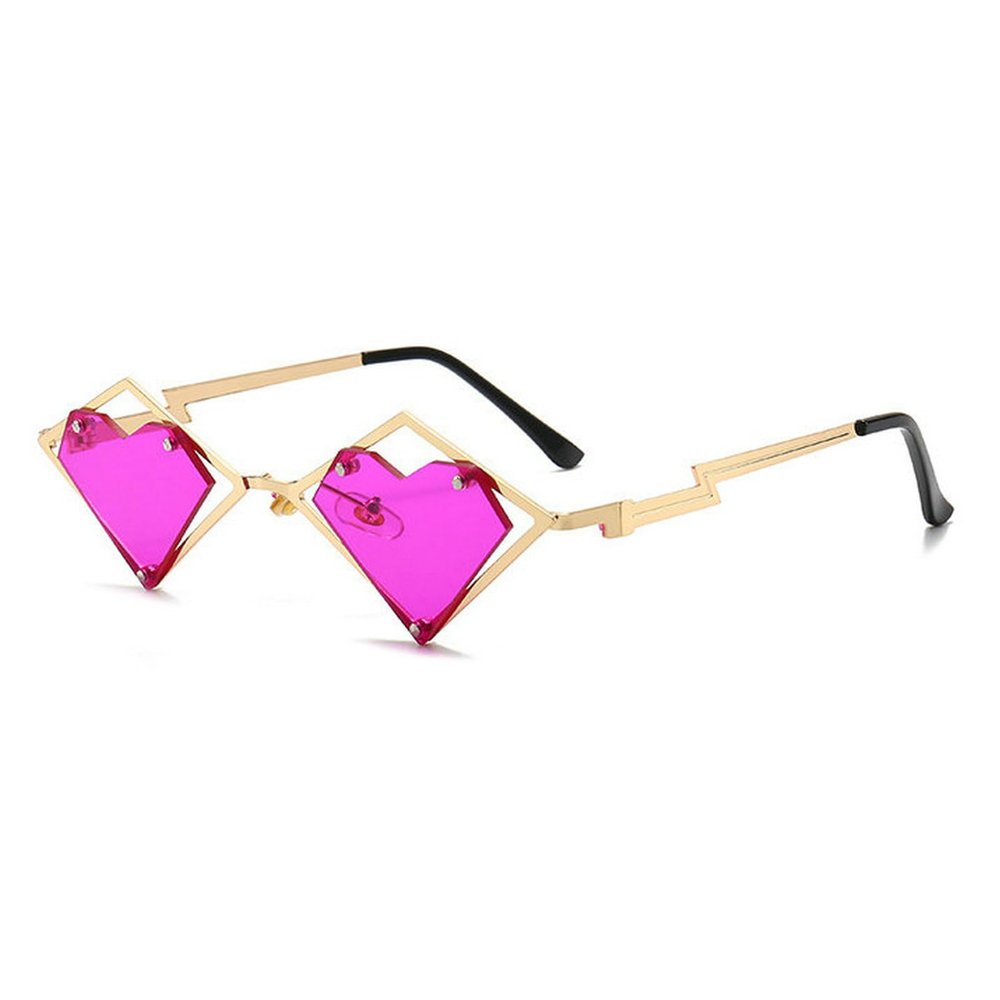 COTIA Women Rimless Love Heart Hip Hop Sunglasses Men Irregular Metal Frame Sun Glasses Gradient Party Retro Eyeglasses Shades UV400 (purple)