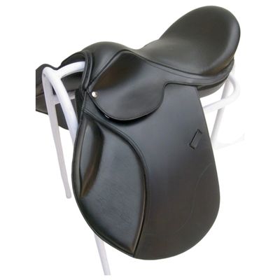 AHS us Designer Pannel Jumping Treeless Saddle with Adjustable Girthing Strap and Knee Blocks (14", Black)