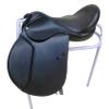 AHS us Exclusively Designed Plain Leather Treeless Jumping Saddle, with Detachable Pannels, Knee Blocks and Adjustable Girthing Straps (16", Black) view 1