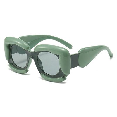 COTIA Unique Square Sunglasses Women Men Fashion Inflated Thick Frame Personality Design Y2K Punk Sun Glasses Eyewear (green)