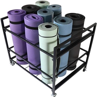 CIRCIR Commercial Large Yoga Mat Storage Cart, Home Gym Studio Organizer Rack for Foam Roller/Exercise Pads/Sports Equipment Display