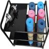 CIRCIR Black Yoga Mat Storage Cart with Wheels, Metal 3-Tier Foam Roller Holder for 6 Exercise Mats, Home Gym Studio