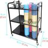 CIRCIR Black Yoga Mat Storage Cart with Wheels, Metal 3-Tier Foam Roller Holder for 6 Exercise Mats, Home Gym Studio view 2