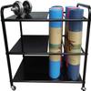 CIRCIR Black Yoga Mat Storage Cart with Wheels, Metal 3-Tier Foam Roller Holder for 6 Exercise Mats, Home Gym Studio view 3