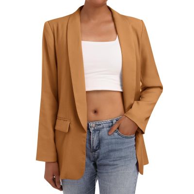 Blazer Jackets for Women, Womens Long Sleeve Work Casual Blazer Open Front Lapel Button Slim Fitted Blazer Pockets Jackets Business Office Blazer Fall Winter Outfit Brown XL