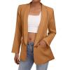 Blazer Jackets for Women, Womens Long Sleeve Work Casual Blazer Open Front Lapel Button Slim Fitted Blazer Pockets Jackets Business Office Blazer Fall Winter Outfit Brown XL view 2