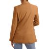 Blazer Jackets for Women, Womens Long Sleeve Work Casual Blazer Open Front Lapel Button Slim Fitted Blazer Pockets Jackets Business Office Blazer Fall Winter Outfit Brown XL view 3