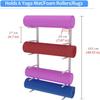 CIRCIR Yoga Mat Holder Wall Mount, Home Gym 6 Tier Foam Roller/Towel Rack with Hooks, Metal Fitness Equipment Organized for Men/Women (Color : White) view 2