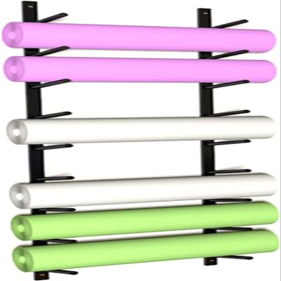 CIRCIR Wall Mount Yoga Mat Holder with Hooks for Hanging Yoga Strap/Resistance Bands, Metal Iron Vertical Foam Roller Display Stand Rack for Fitness Class or Home Gym (Color : Black)