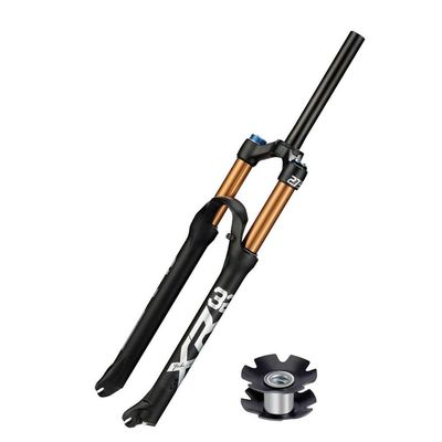 Magnesium Alloy 26inch Mountain Bike Suspension Fork, Straight Tube Shoulder Control Air Fork QR 9mm 1-1/8" Outdoor (Color : Black, Size : 29inch)