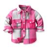 OBEEII Toddler Boys Girls Plaid Flannel Shirts Jacket Long Sleeve Lapel Button Down Shirts Coats Shacket Back to School Christmas Birthday Photoshoot Fall Winter Outerwear for Kids Red 3-4 T view 1
