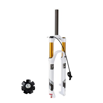 BOXKAT Suspension Fork 26" 27.5" 29", White 1-1/8" Travel 140mm Threadless Steerer Air Fork Bike Accessories (Color : Straight Remote Lockout, Size : 27.5)