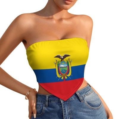 Linkasi Ecuador Flag Women's Sexy Open Back Thong Bikini Tie Sides Bottom Triangle Bikini Swimsuit