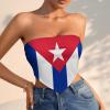 Linkasi Cuban Flag Women's Sexy Open Back Thong Bikini Tie Sides Bottom Triangle Bikini Swimsuit view 2