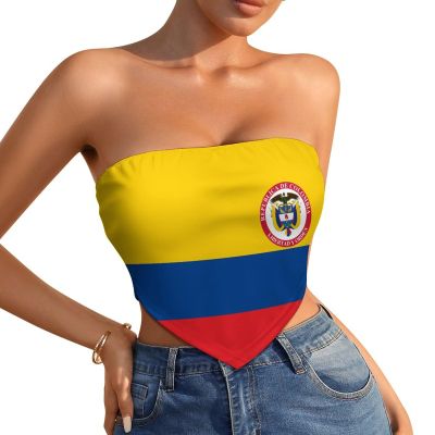 Linkasi Colombian Flag Women's Sexy Open Back Thong Bikini Tie Sides Bottom Triangle Bikini Swimsuit