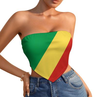 Linkasi Congo Flag Women's Sexy Open Back Thong Bikini Tie Sides Bottom Triangle Bikini Swimsuit