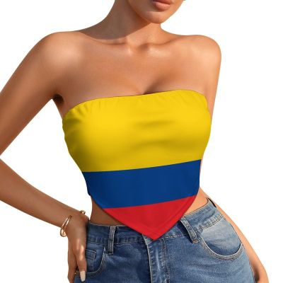 Linkasi Colombian Flag Women's Sexy Open Back Thong Bikini Tie Sides Bottom Triangle Bikini Swimsuit