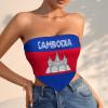 Linkasi Cambodia Flag Women's Sexy Open Back Thong Bikini Tie Sides Bottom Triangle Bikini Swimsuit view 2