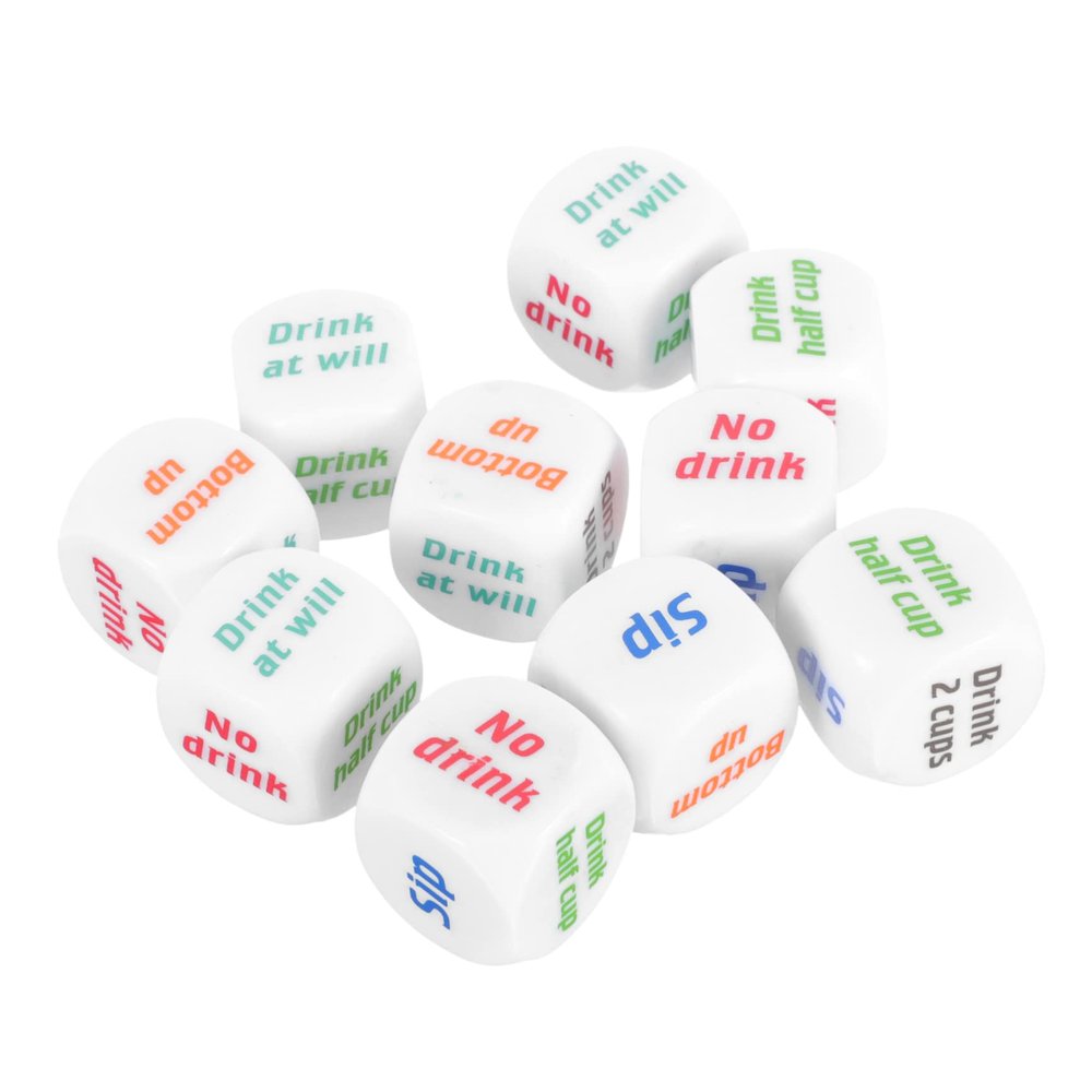 TEHAUX 10pcs Drinking Game Dice for Adults Fun Props for Bachelorette Party Games Unique Sided Design Drink for Bars Ktv Family Gatherings
