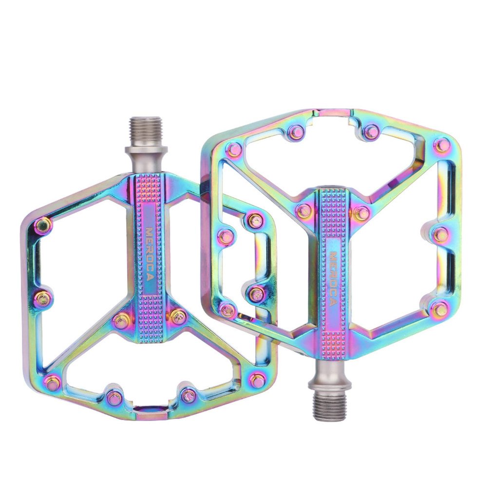 Meteorolite Black/Dazzle Mountain Bike Pedals, 3 Sealed Bearings Aluminum Alloy MTB Pedals with 20 Anti-Skid Pins CNC Bicycle Flat Pedals, 9/16" Lightweight Platform for Road Mountain BMX Bike